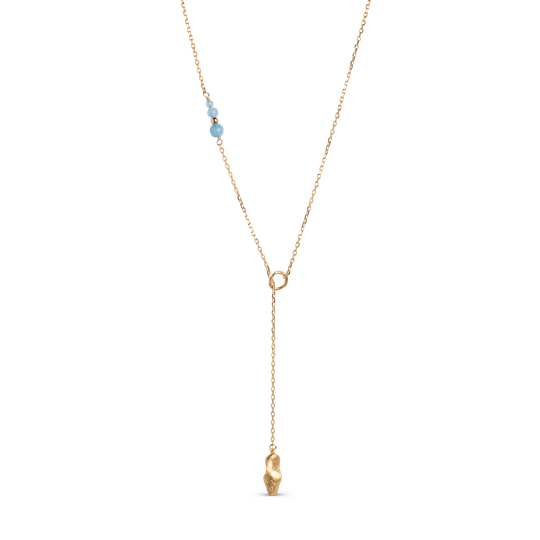 Enamel Blanca Kullattu Hopea Kaulakoru Ja Aventuriini N101G