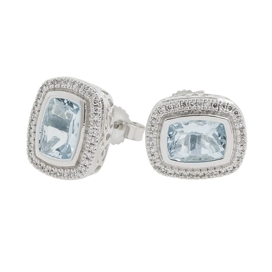 Timanttikorvakorut akvamariineilla, timantit 0,15ct
