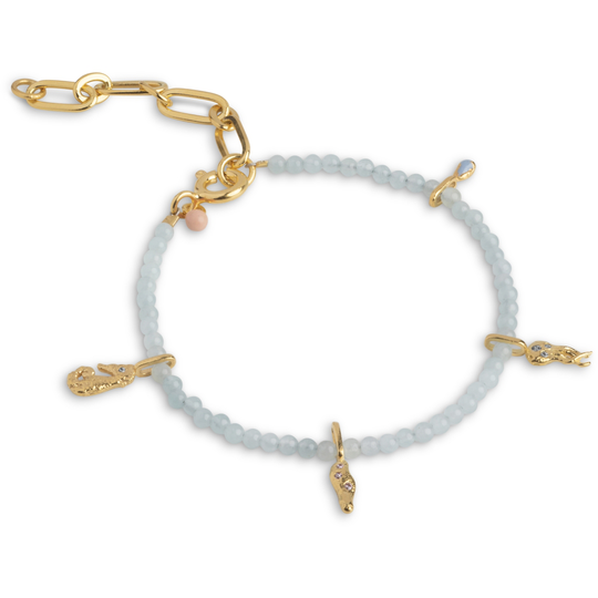 Enamel Bahama Aquamarine Kullattu Hopea Rannekoru B97GM-AQUAMARINE