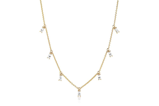 Sif Jakobs Princess Baguette Kullattu Hopea Kaulakoru Ja Zirkonia SJ-C1074-CZ-YG