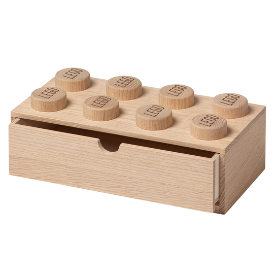 Room Copenhagen Lego Wooden Desk Drawer 8 säilytyslaatikko, saippuoitu tammi