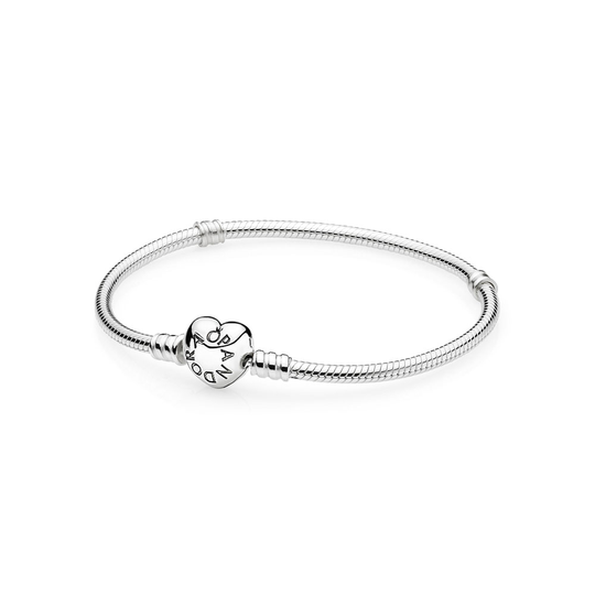 Pandora Moments Silver Heart -rannekoru (21cm) 590719