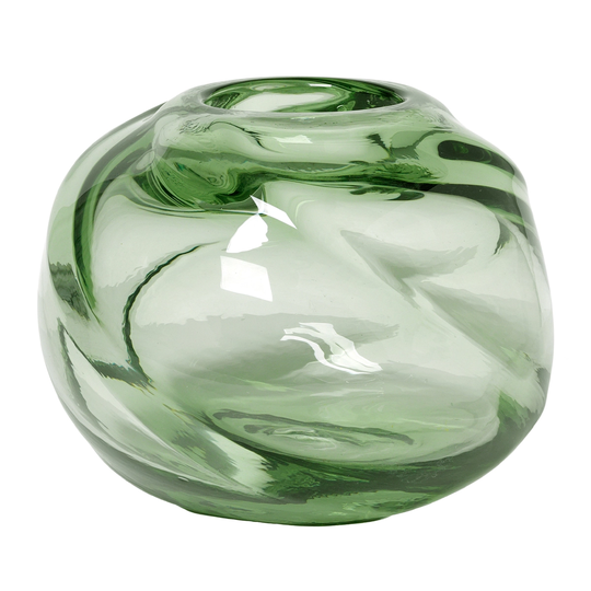 ferm LIVING Water Swirl maljakko, pyöreä, kierrätyslasi