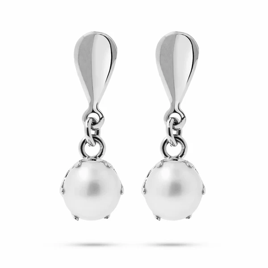 Valkokultaiset helmikorvakorut 5mm makeanveden helmillä, 14K valkokulta