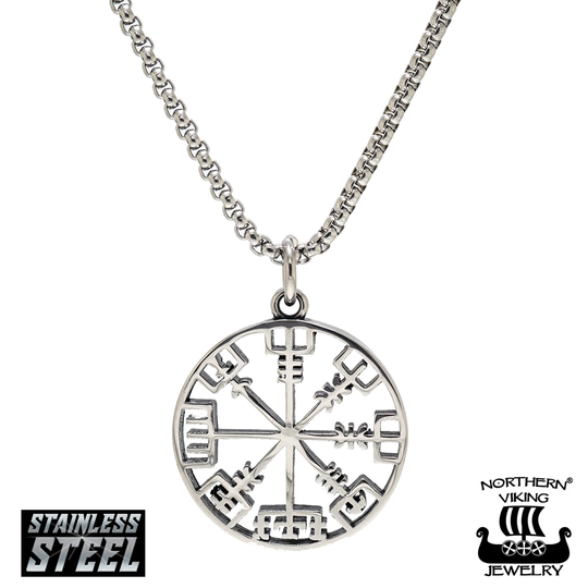 Northern Viking Jewelry Viikinkikompassi Vegvisir -kaulakoru 50 cm NVJRS079