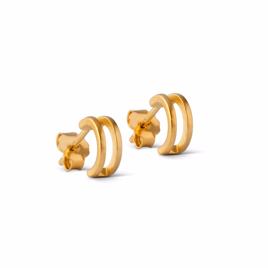 Enamel Double Loop Kullattu Hopea Korvakorut E39GM
