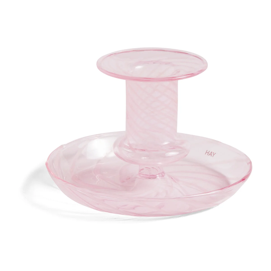HAY Flare Stripe kynttilänjalka Rosa-valkoinen viiva
