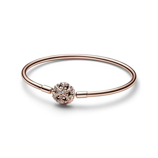Pandora Moments Rose Sparkling Snowflake Clasp Bangle rannekoru 19cm 582338C01