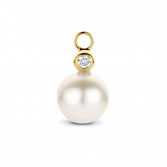 Spirit Icons Elena Drop 14 Karaatin Kulta Riipus Korvakoruun Ja Timantti 0,047 Carat W/vs Makeanveden Helmi S64076
