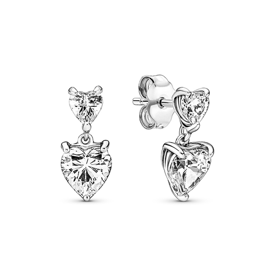 Pandora Double Heart Sparkling -korvakorut 291199C01