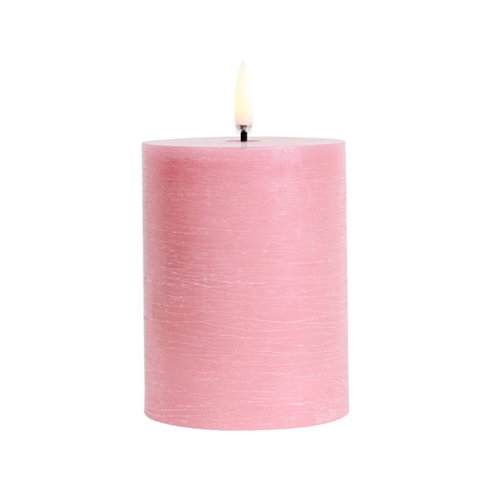 Uyuni Lighting LED pöytäkynttilä, 7,8 x 10 cm, rustiikkipinta, dusty rose