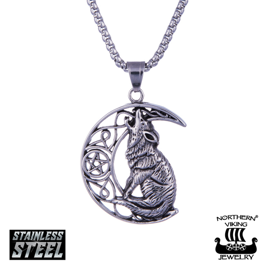 Northern Viking Jewelry Moon Wolf -kaulakoru 60 cm NVJRS100