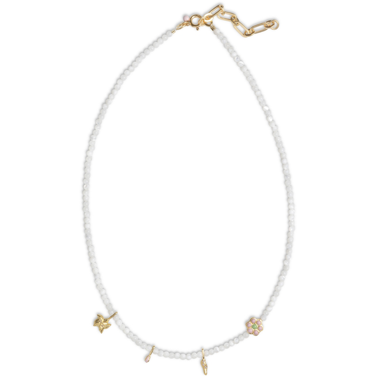 Enamel Bahama Pearl Kullattu Hopea Kaulakoru Ja Helmet N89GM